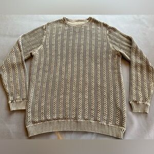 Tommy Bahama Men’s Sea Glass Cable  Knit Tan Sweater 100% Cotton Size M